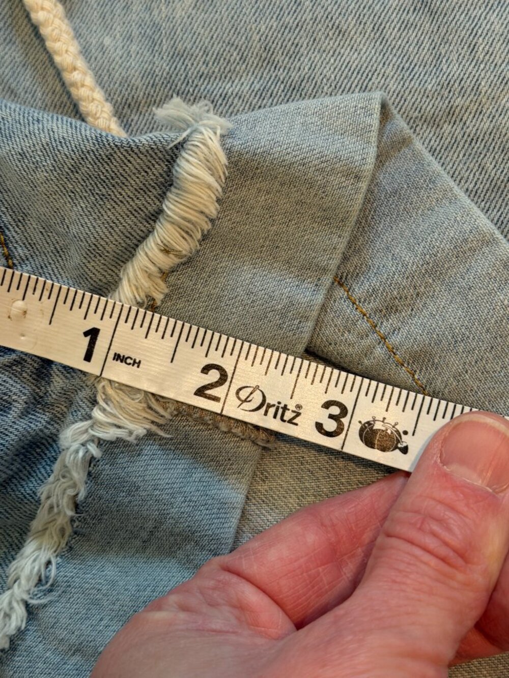 POL Distressed Jean Shorts S Light Wash Elastic Waist Boho - Picture 7 of 8